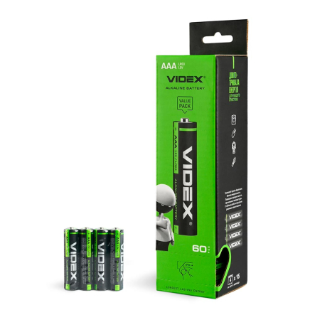 Батарейка щелочная VIDEX LR03 AAA 4pcs SHRINK, 25467 - 1