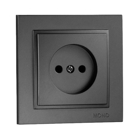 Розетка одинарна без заземлення Mono Electric DESPINA, графіт, 102-202022-116 - 1