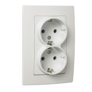 Розетка подвійна із заземленням Makel Lillium Natural Kare, біла, 32001057