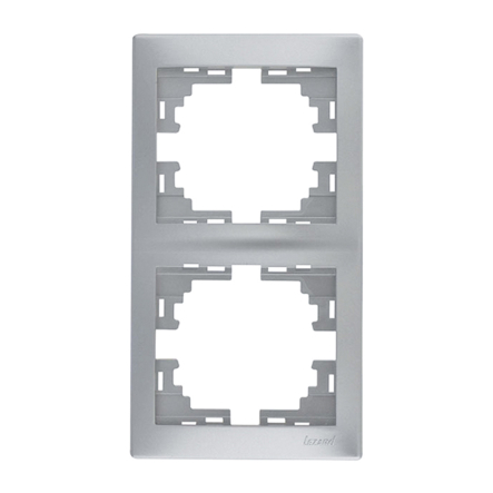 Рамка Lezard MIRA двухместная, вертикальная, металл серый, без вставки, 701-1000-152 - 1