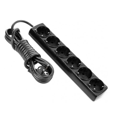 Удлинитель 6 гн+Z, 3 м чёрный Borsan - 1