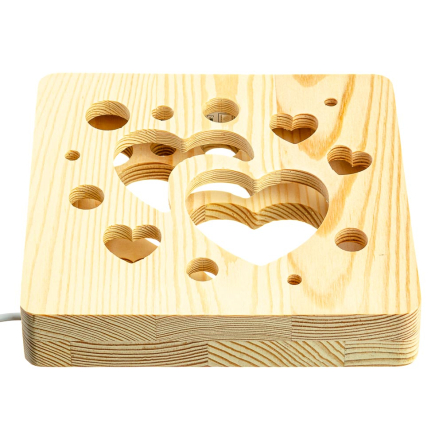 Ночник LED деревянный Сердечки (WW)