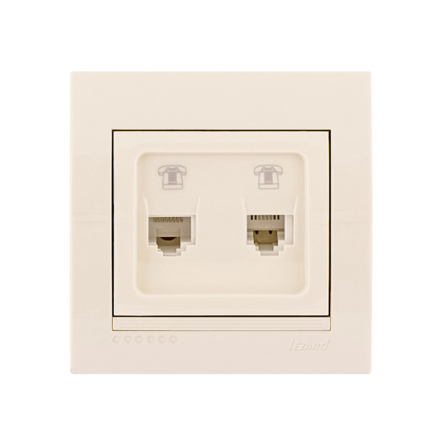 Розетка телефонная евро Lezard DERIY двойная, крем, 702-0303-138 - 1