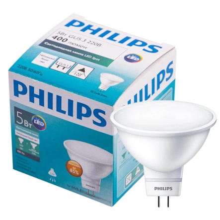 Лампа світлодіодна Philips 5 Вт, 4000K, GU5.3 220 В, MR16 - 1