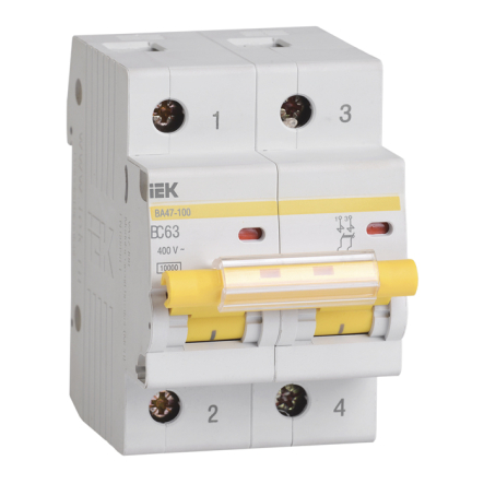Автоматичний вимикач IEK ВА47-100, 2p, 16A С, MVA40-2-016-C - 1