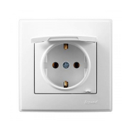 Розетка Lezard LESYA одноместная, с заземлением, с крышкой белая, 705-0202-123В