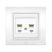Розетка телефонна подвійна EL-BI Zena цифрова, біла, 500-010200-222