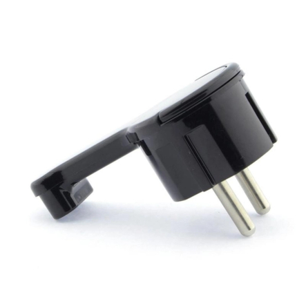 Вилка Timex угловая плоская 16А черная, WT-16UP CZ