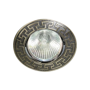 Светильник точечный Feron DL2008, MR16, GU5.3, круг, греческий орнамент, черный металл/золото