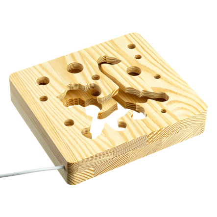 Ночник LED деревянный Весёлый львёнок (WW)