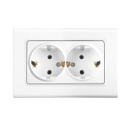 Розетка двойная с заземлением VIKO LINNERA, 90400056, белая