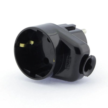 Вилка Timex з розеткою 16А/250V чорна, WT-16U/GS CZ - 1