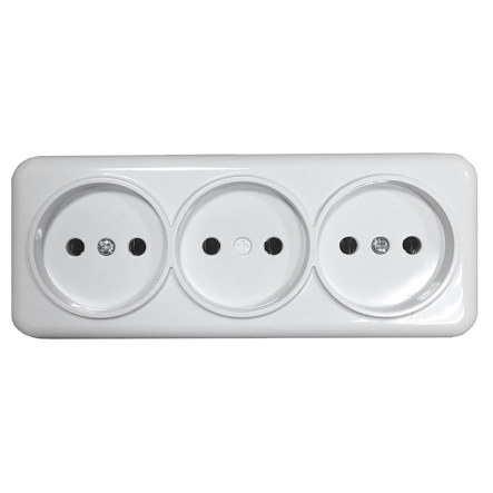 Розетка наружная установка 3-я б/з, белая, IP20, TNSy Lemur, TNSy5000985 - 1