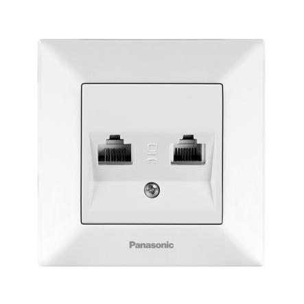 Розетка компьютерная двойная RJ45 CAT6e, Panasonic Arkedia Slim, белая, 04072WH - 1