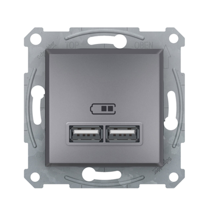 Розетка USB 2,1А Schneider Electric ASFORA, сталь, EPH2700262 - 1