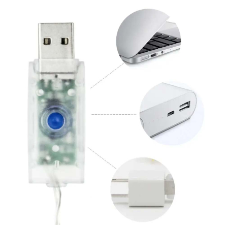 Гирлянда LED Штора от USB (2x2м)  + пульт, Флаг Украины