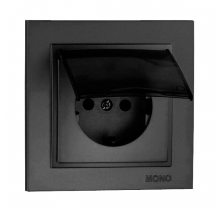 Розетка с заземлением и крышкой, Mono Electric, DESPINA, графит, 102-202021-118 - 1
