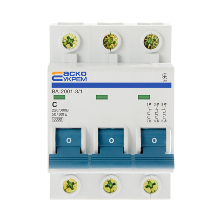 Автоматический выключатель АСКО-УКРЕМ ВА-2001 3р, 1А С, A0010010036 - 1