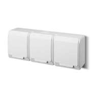 Розетка накладная тройная, белая, IP44, Elektro-Plast Hermes, 0326-02