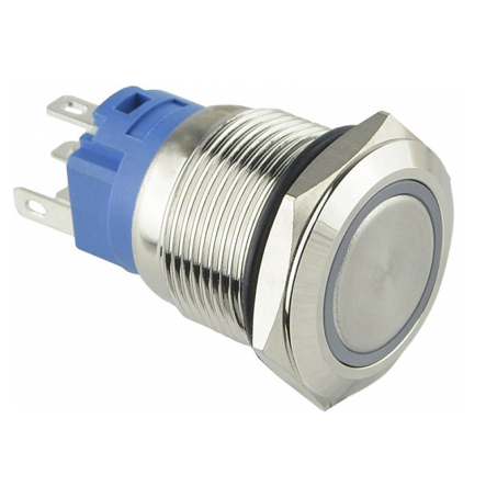 TYJ 19-271 Кнопка металлическая, АСКО-УКРЕМ, A0140010138, плоская с подсветкой 1NO+1NC, зелёная, 24V