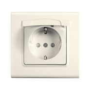 Розетка із заземленням зі шторками з кришкою VIKO LINNERA, 90401012, крем