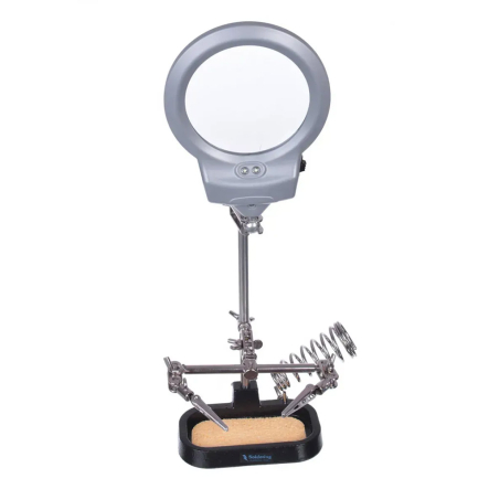 Держатель "Третья рука" ZD-10MB c подсв., 2 Х 90мм + подставка паяльника