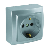 Розетка накладная NILSON Themis, 220 В,16 А, 2P+PE, серебро