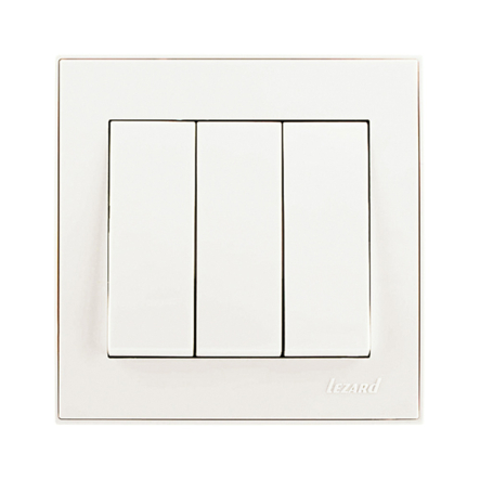 Вимикач Lezard RAIN триклавішний, жемчужно-білий перламутр, 703-3088-109 - 1