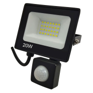 Прожектор LED Ultralight SPG20 PIR Slim, 20W, 6400K, IP65, з датчиком, чорний