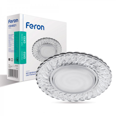 Светильник точечный Feron CD4021, GX53, прозрачный, LED подсветка, 4000K, 6749 - 1