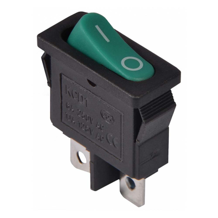 Переключатель 1 клав. (зеленая овальная клавиша) KCD1-12-101 GR/B, АСКО-УКРЕМ, A0140040091 - 1