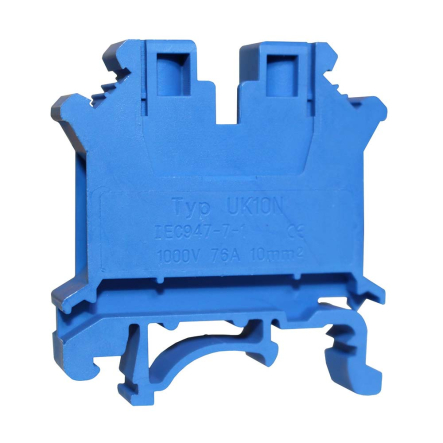 Клеммная TNSY КНГ-UK10 76А, 0,5-10мм2, винтовая, синяя, наборная на DIN-рейку, с маркером, без крышки, 5506252