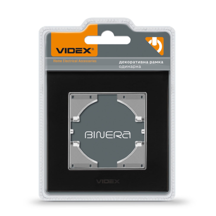 Рамка VIDEX BINERA, черное стекло, 1 пост, горизонтальная, VF-BNFRG1H-B - 1