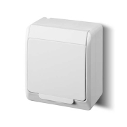 Розетка накладная, белая, IP44, Elektro-Plast Hermes, 0324-02