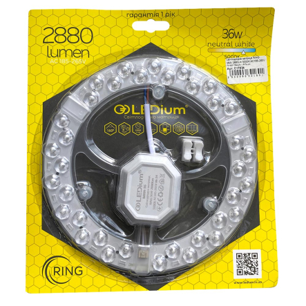 Матрица светодиодная LEDium RING 36W 2880Lm 5000K AC185-265V D190*28mm - 1