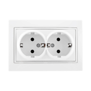 Розетка Lezard MIRA подвійна, із заземленням, біла, 701-0202-127B