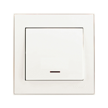 Вимикач Lezard RAIN одноклавішний, з підсвіткою, перламутровий перламутр, 703-3088-111 - 1