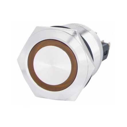 Кнопка металева АСКО-УКРЕМ TYJ 22-371, з фіксацією 1NO+1NC, з підсвічуванням, жовта, 220V, A0140010134 - 1