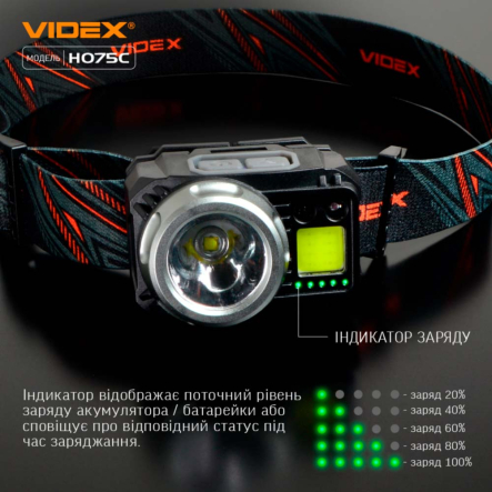 Налобный светодиодный фонарь VIDEX VLF-H075C, 550Lm, 5000K, 27298