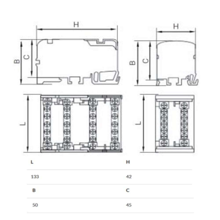 Нулевая 'N' шина TNSy5500200, ШНК, DIN-рейка, в корпусе, 2 *15 групп