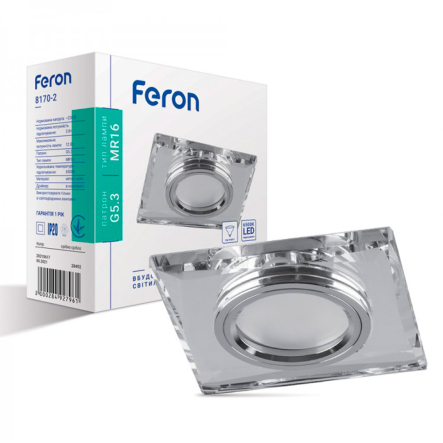 Светильник точечный Feron 8170-2, MR-16, G5.3, серебро, LED подсветка, 6500K, 4536 - 1