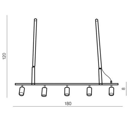 Люстра Azzardo AZ2637, Biram 5xGU10x40W, 180x120 см, черный/золото