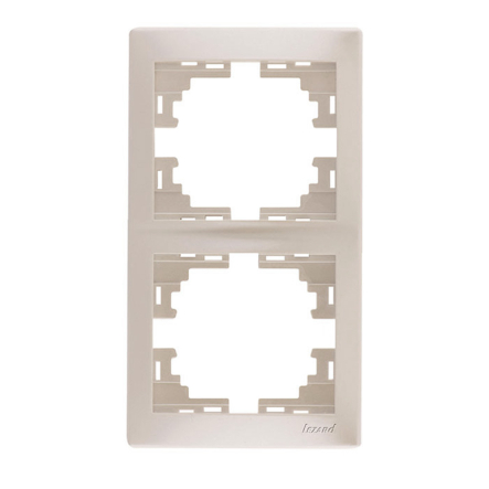 Рамка Lezard MIRA двомісна, вертикальна, перлинно-білий перламутр, без вставки, 701-3000-152 - 1