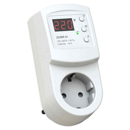 Реле напряжения ZUBR R116y, AC 230 В, 16 А, 3 000 Вт, в розетку