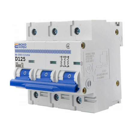 Автоматический выключатель АСКО ВА-2003-3/125A, 3р, D 125 А, вводный, A0010030010