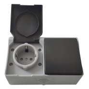 Розетка накладная TNSy SURFACE, 1-я, з/к + выкл. 1-кл. IP54, TNSy5000221