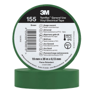 Изолента VINYL ELECTRICAL TAPE 0.13mmx19mmx20m зеленая (3М)