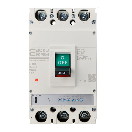 Силовой автоматический выключатель АСКО-УКРЕМ UTrust 250M/250А, AC 400 В, 250 А, 3P, с электронным расцепителем, A0010260004