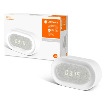 Ночник-часы 3,4 Вт LEDVANCE LINEAR LED CLOCK DIM USB, белый, 4058075747906