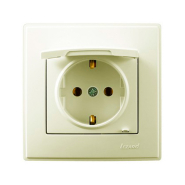 Розетка Lezard LESYA одномісна, із заземленням, з кришкою, крем, 705-0303-123В